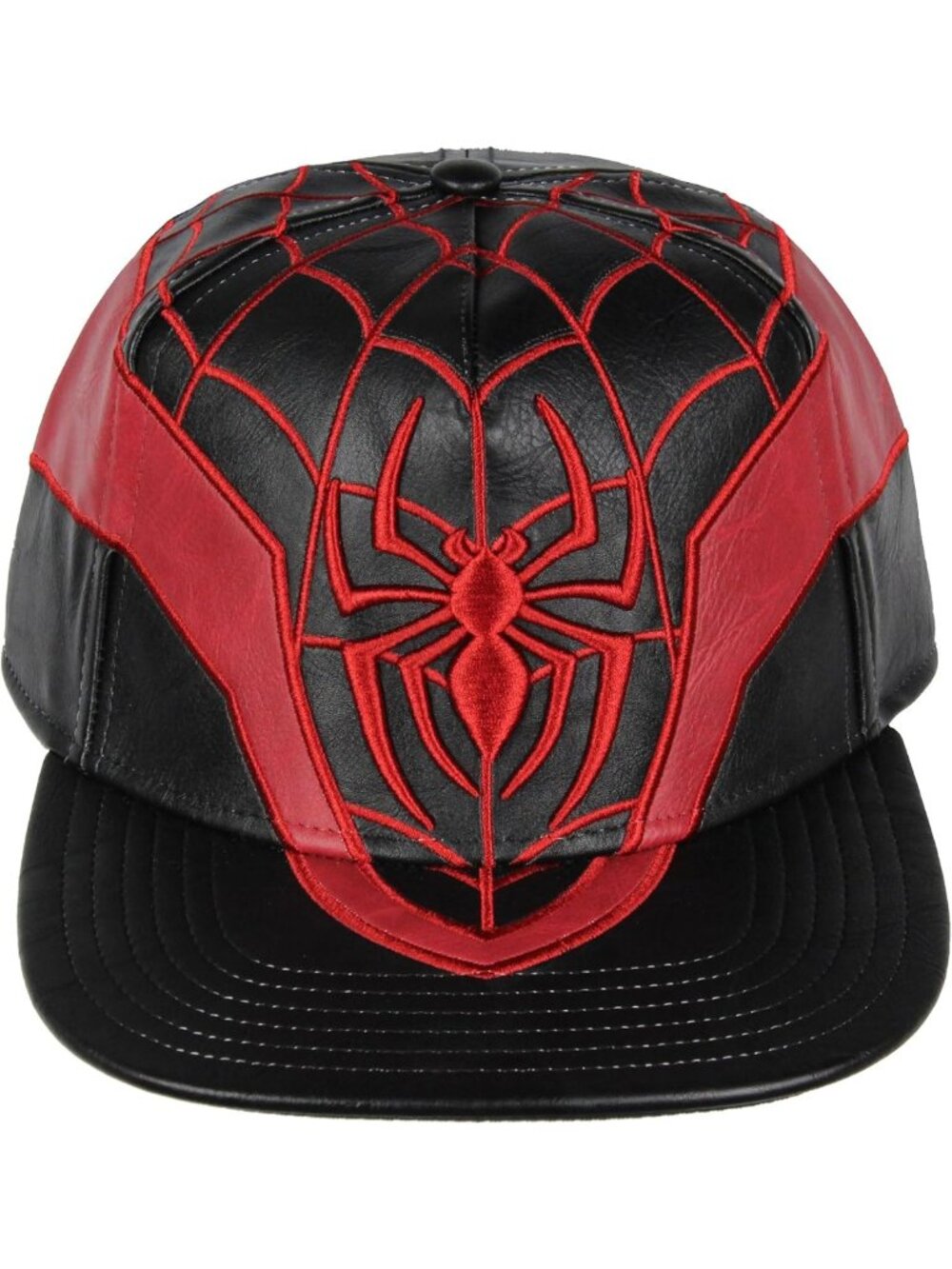 Embroidered Faux Leather Snapback Hat - Spider-Man Miles Morales Style for All